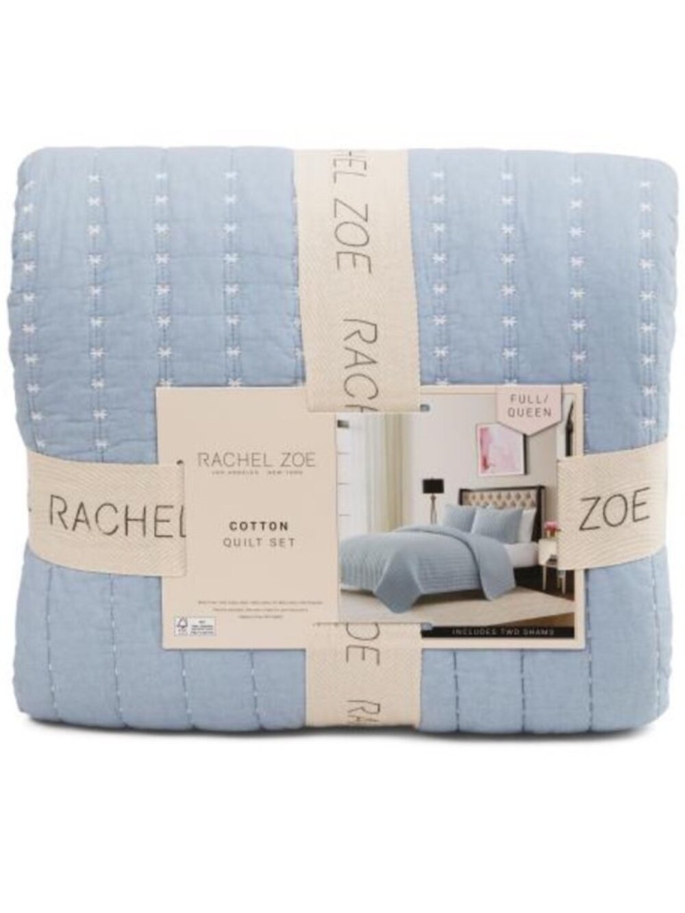 Rachel Zoe Sky Blue Cotton Quilt Set